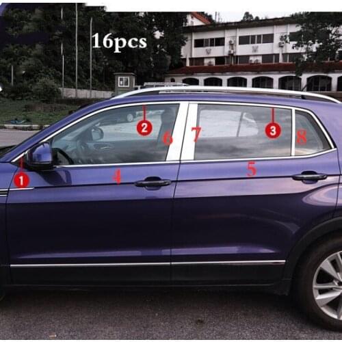 Car styling stainless steel window trim pillar trim fit for VW T-Cross 2018 2019 2020