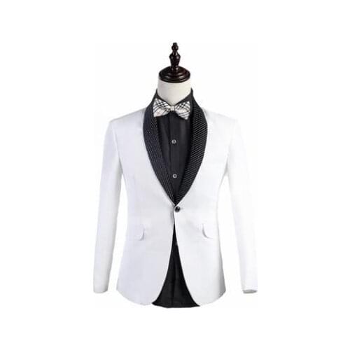 White singer bar blazer men formal dress suit men costume homme terno slim masculino marriage wedding suits for mens fashion