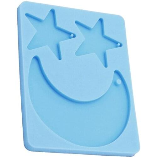 Keychain Epoxy Resin Mold Shiny Star Moon Shape Keyring Pendant Casting Silicone Mould DIY Craft Decoration Jewelry Tool