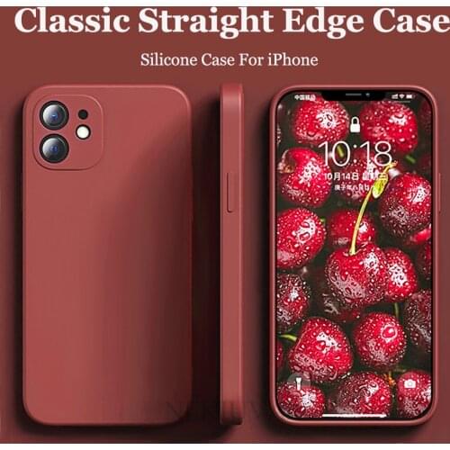 Case For iPhone 12 11 Pro Max X XR XS Max 8 7 Plus SE 2020 Mini Case Classic Straight Edge Silicone Phone Cover For iPhone 12