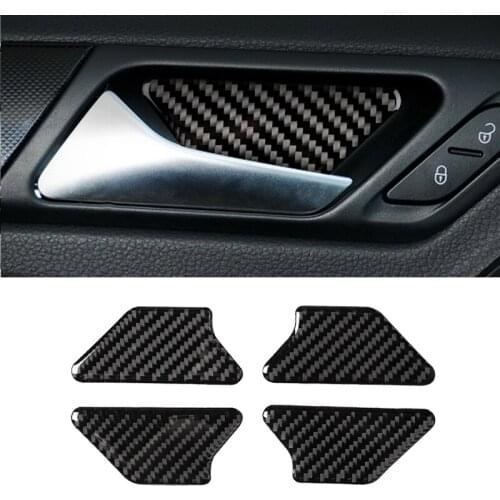 For VW Golf 6 MK6 2010 2011 2012 2013 4pcs Car Carbon Fiber Interior Door Handle Bowl Cover Trim