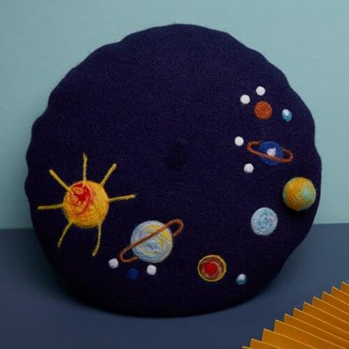 Felt retro wild planet beret autumn and winter womens wild creative painter hat
