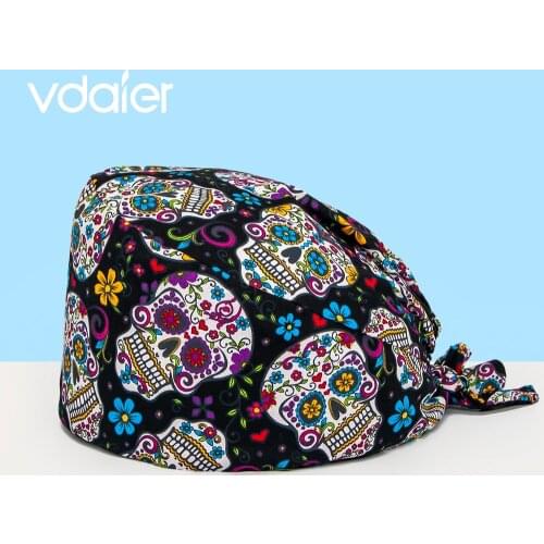 Womens and man operating room hats printing adjustable accessories beauty salon work cap surgery hats accessories scrub hat