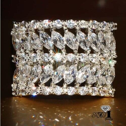 YaYI Fine Jewelry Fashion Princess Cut Claw Set White Cubic Zirconia Silver Color Engagement Wedding Party LoversRings