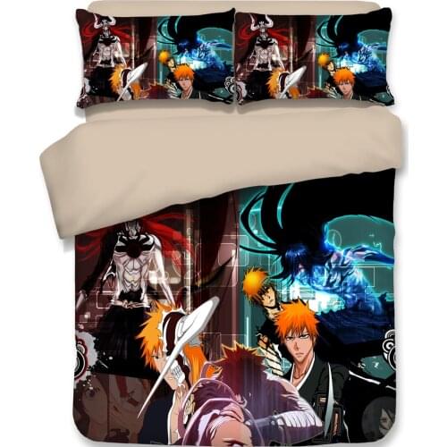 Anime Bleach Duvet Cover Set Comforter Bedding Sets Luxury Manga 3pc Set with 1 Duvet Cover and 2 Pillowcases Gift for Anime Fan