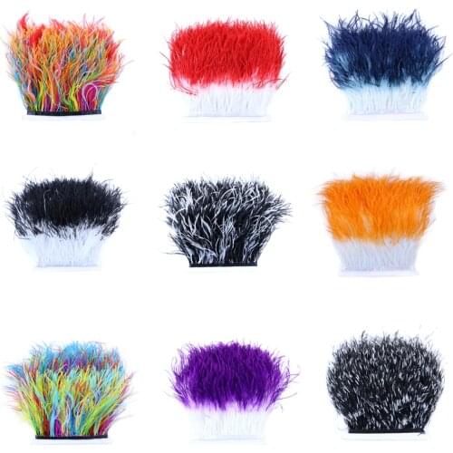 WCFeatherS Mixed Color Real Ostrich feather Trim Ribbon 10-15cm Wedding Party Dress Sewing Crafts Accessory Decoration Plumes