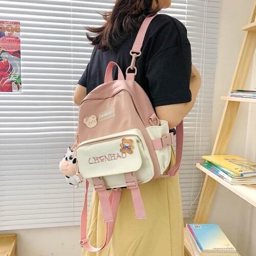 Cute Small Womens Backpack Kawaii Teen Girl with School Bag In Class Fashionable Japanese Elements Multifunctional Backpack