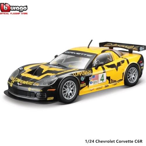 Bburago 1:24 Scale Chevrolet Corvette C6R alloy racing car Alloy Luxury Vehicle Diecast Pull Back Cars Model Toy Collection Gift