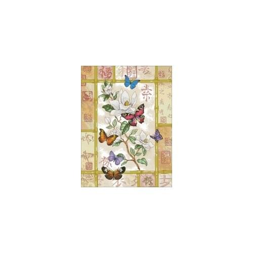 23-DIM 35063 Magnolia Butterfly Needlework,For Embroidery,DIY 14CT Unprinted Arts Cross stitch kits Set Cross-Stitching