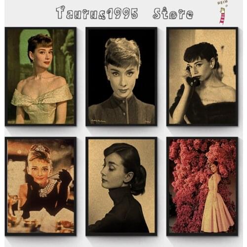 New Classic Audrey Hepburn Vintage Kraft Paper Movie Nostalgia Poster Home Decor Wall Sticker Decorative Paintings