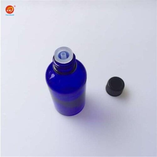 Wholesale 50ml Blue Glass Liquid Bottles with Black Cap Sealing up Packing Liquid Skin Care Cream Bottles Jars 12pcs/lot