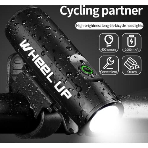 Bicycle USB Rechargeable400 Lumens2000mAh Rainproof Bicycle Headlight Riding Safety Warning Light Flashlight Bicycle Accessories