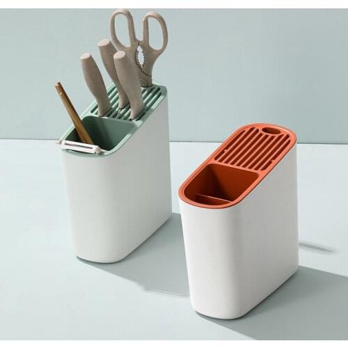 Plastic Stand Knives Holder Scissors Cutlery Storage Box Organizer Container Kitchen Accessories Gadgets