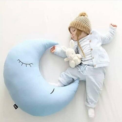 Plush Moon toys Cute Baby Sleeping Moon Pillow Creative Home Decorative Doll Moon Shape Cushion Birthday Gift For Girl