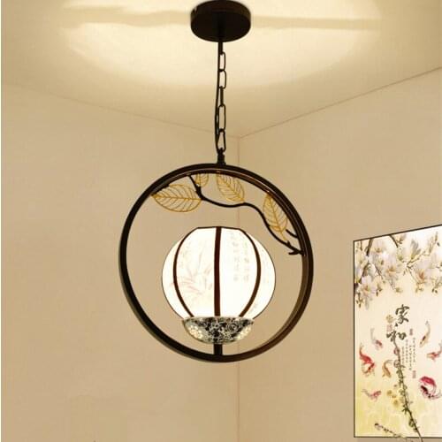 Chinese style retro single head pendant light restaurant living room lamp domestic aisle corridor round pendant lamps ZA926348