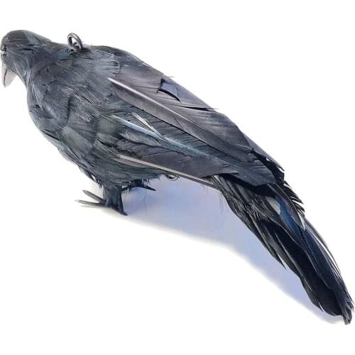 Natural Pest Control Halloween Black Raven Crow Pendant Realistic Scary Decoration 30cm For Party Supplies Foam Bird Repellent