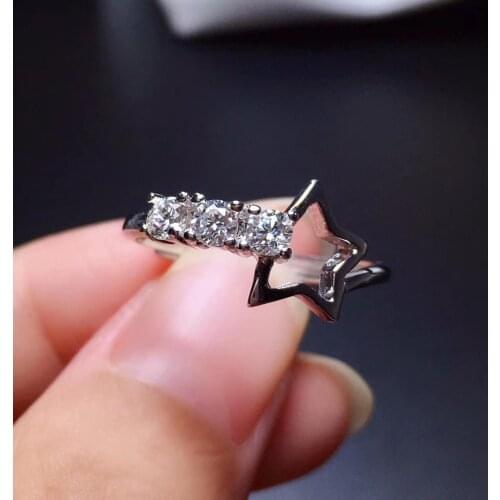 Sale low to earth star style crackling moissanite ring for women jewelry engagement ring for wedding 925 silver birthday gift