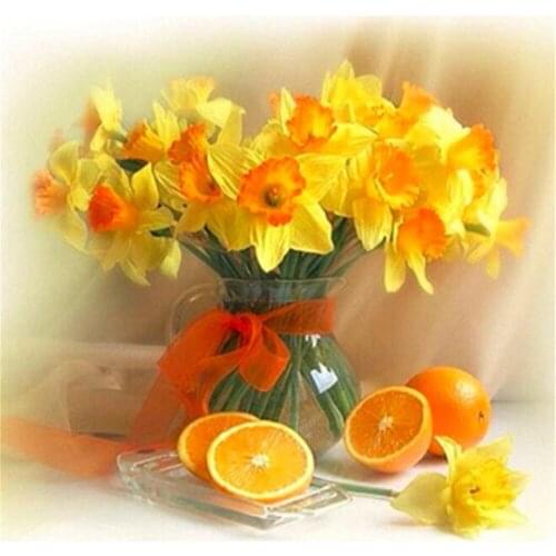 Flower Vase Printed Water-Soluble Canvas 11CT Cross-Stitch Embroidery Patterns DMC Threads Craft Handiwork Sewing Sales