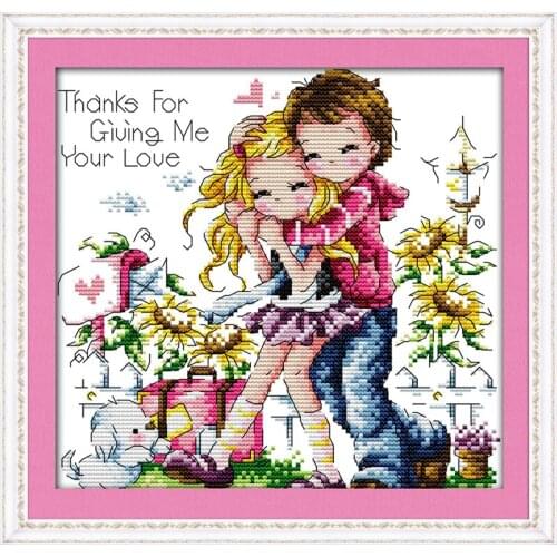Everlasting Love Thanks For Giving Me Your Love Chinese Cross Stitch Kits Ecological Cotton 11 14 DIY Gift Christmas Decoration