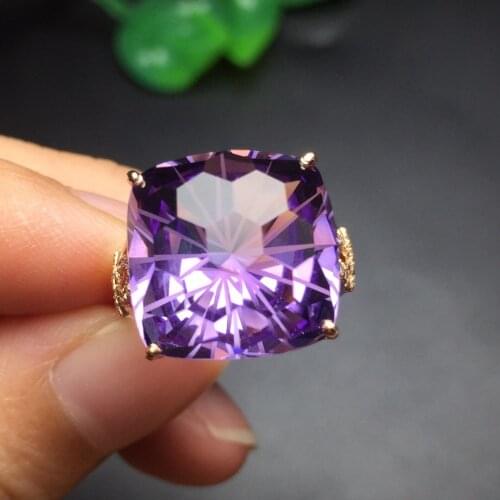 Fine Jewelry AU750 Real 18K Gold 100% Natural Amethyst Gemstone Female Rings for Women Fine Ametist Rings Jewellery