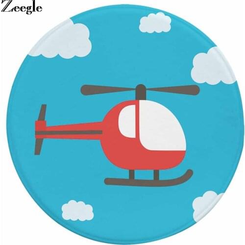 Zeegle Round Carpet Kids Room Area Rug Sofa Foot Mat Cartoon Printed Living Room Decoration Floor Rug Childrens Activity Carpet