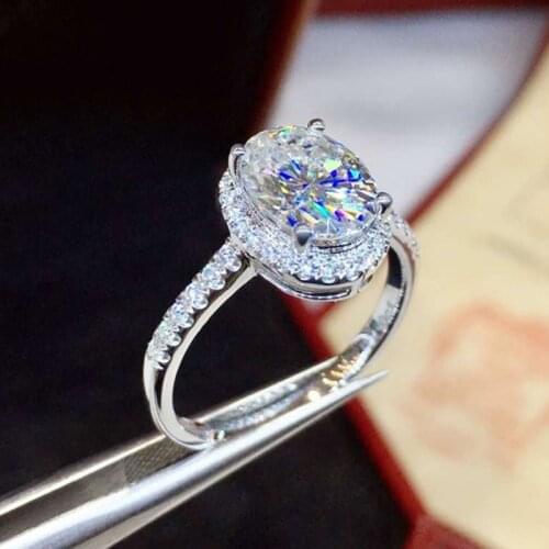 Proposal Diamond Ring 100% 925 Sterling Silver Oval Engagement Wedding Party Exquisite Elegant Luxury Charming Womens Jewelry