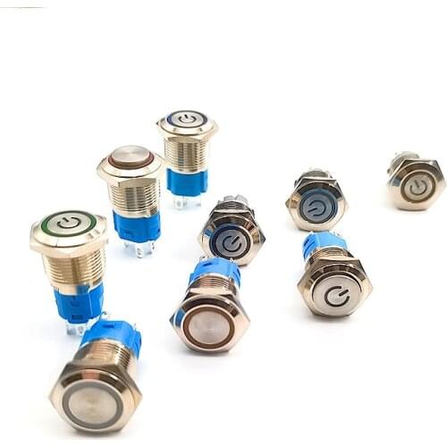 1PCS16mm Metal Push Button Switch Momentary Latching Fixed on Off Power Switch Button LED Light 3V 6V 12V 24V 220V