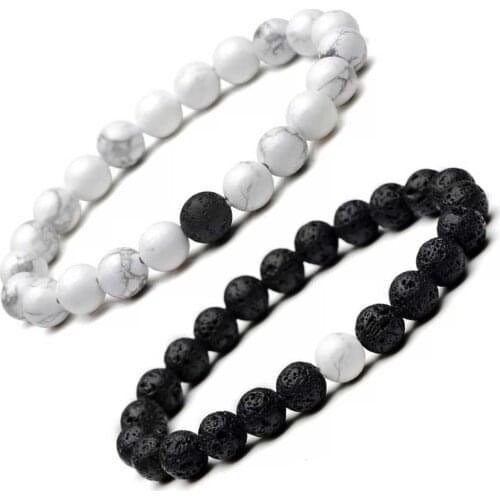 2 Pack Set Lava Rock 8mm Beads Natural Turquoi Stone Bracelet for Women Men Yoga Handmade W Bracelets Jewelry Gift