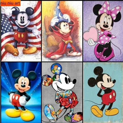 Disney DIY Anime Diamond Embroidery Round Drill Cartoon Mickey and Minnie Diamond Painting Cross Stitch Rhinestone Mosaic
