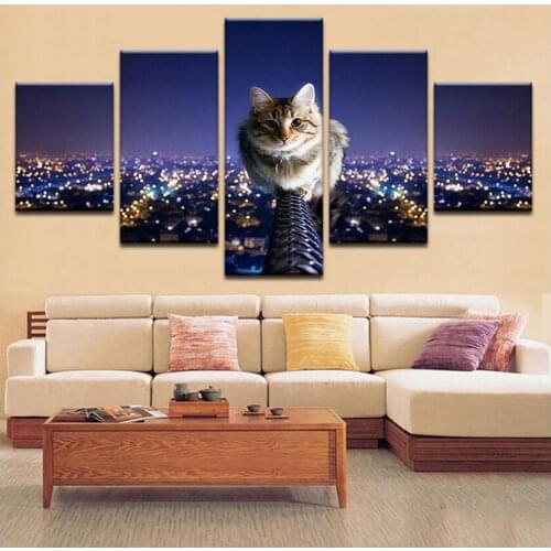 Diamond Painting Cross Stitch diamond mosaic puzzle 5d,full square Diamond Embroidery Animal Lovely Cat And City Buildings Night