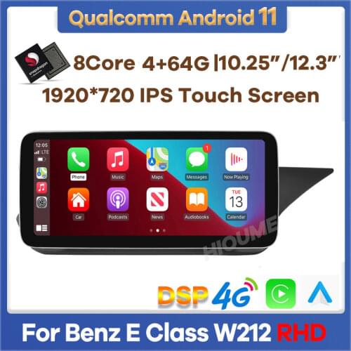 Snapdragon Android 10 Car Multimedia Player GPS Radio for Mercedes Benz E Class W212 E200 E230 E260 E300 S212 2009-2015 RHD Cars