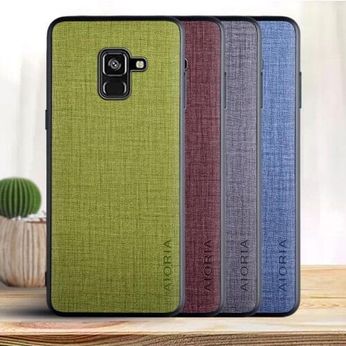 Case for Samsung galaxy A8 Plus 2018 Cross pattern PU Leather skin soft TPU hard phone cover funda for samsung a8 2018 case