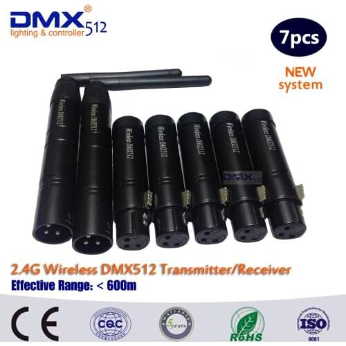 COLORNIE 7pcs/lot Wireless LED DMX Controller wireless dmx 2pcs Transmitter and 5pcs Receiver wifi led rgbw controller