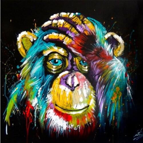 Art Canvas Paintings Graffiti Thinking Monkey Lion Dog Cat Wall Art Posters Prints Animals Pictures for Living Room Decor