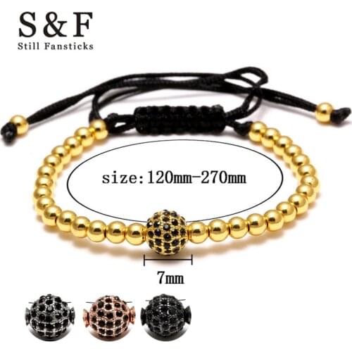 Copper beads braid gold bracelet men bracelets for women pulseras pulseira jewellery femme pulsera hombre armband charm
