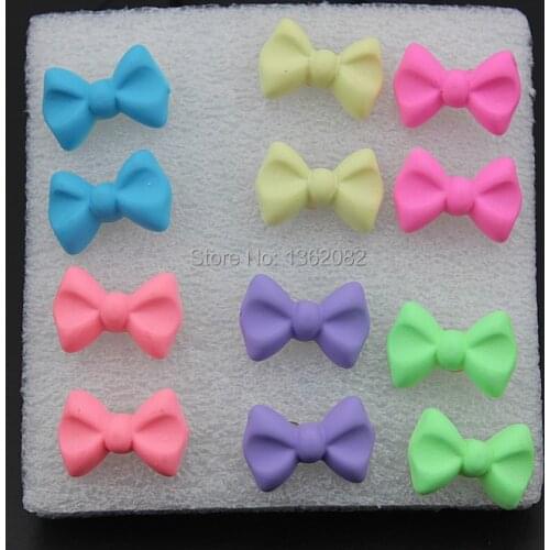 Fashion Girl Womens Candy Color Cute Bowknot Stud Earrings Childrens Stud Ear Gift ME110