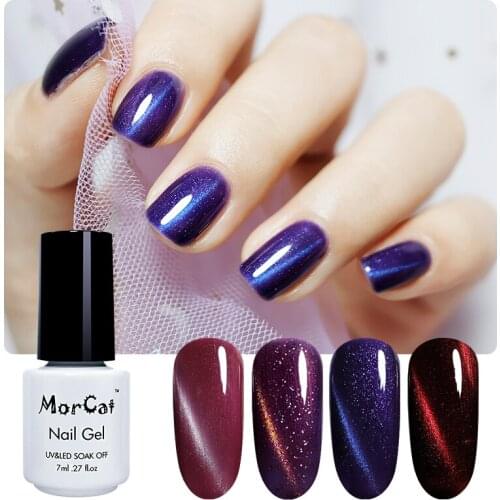 MorCat Gel Nail Polish Cat Eye Line 3D Chameleon Bling Glitter Nail Gel Polish Magnetic Nail Varnish Semi Permanent Led UV Gel