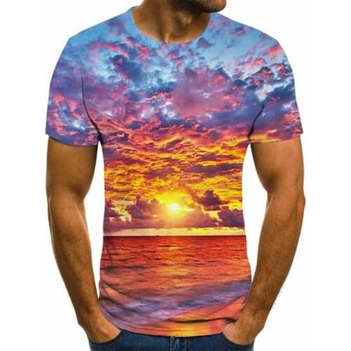 3D T-shirt beautiful scenery mens fashion O-neck short-sleeved casual shorts natural print funny T-shirt 2021 new