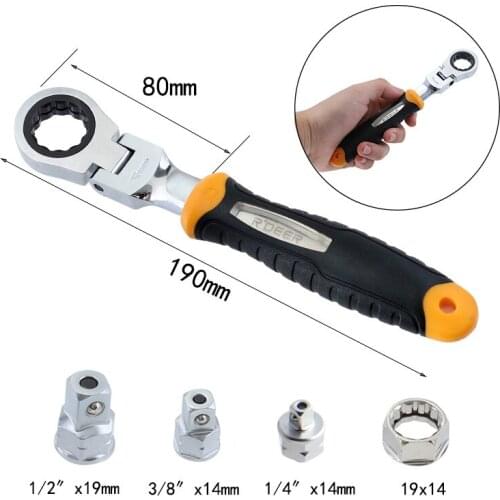 Ratchet Wrench Set Adjustable Wrench With 1/4" 3/8" 1/2" Socket Wrench Adapter Drive Socket Converter