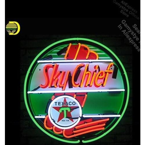 Texac Chief Gasoline Neon Signs Sky Handcrafted Neon Bulb Glass Custom Business Signs Neon Signs For Bar Neon Signs For Home