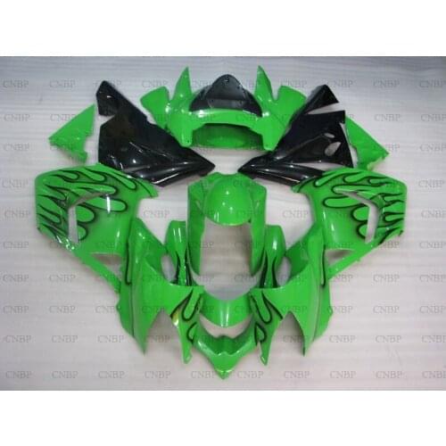 Ninja ZX 10r 2004 - 2005 Plastic Fairings ZX10r 2005 Bodywork for Kawasaki ZX10r 2005 Green Black Flame Body Kits