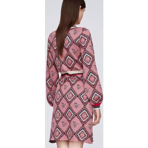 Dress Women Winter Sweater Clothes Fashion 2021 Sexy V-Neck A-Line High Waist Striped Plaid Knitted Mini Dresses Autumn Vintage