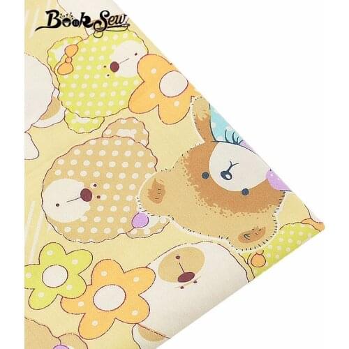 Booksew 100% Cotton Twill FabricTeddy Bear Design Fat Quarter Quilting Baby Bedsheet Craft DIY Patchwork Doll Cloth Home Textile