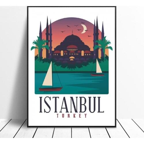 Retro Vintage Istanbul Canvas Print Wall Art Poster Picture Modern Bedroom Living Room Decoration No Frame