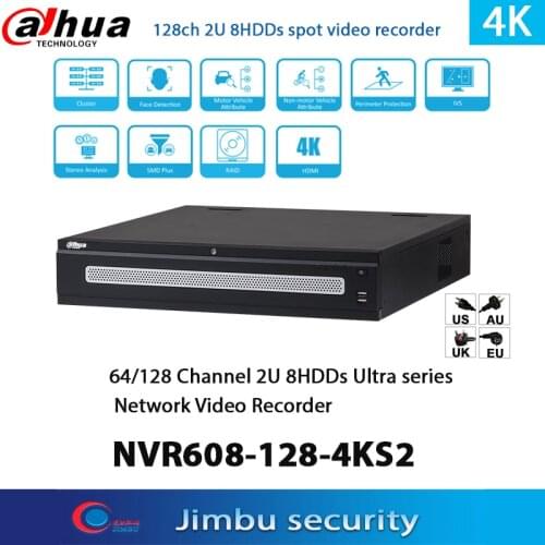 Dahua NVR NVR608-128-4KS2 128 IP Camera Inputs Smart Tracking smart video 32CH 64/128Channel 4K H.265 Up to 12MP NVR608-64-4KS2