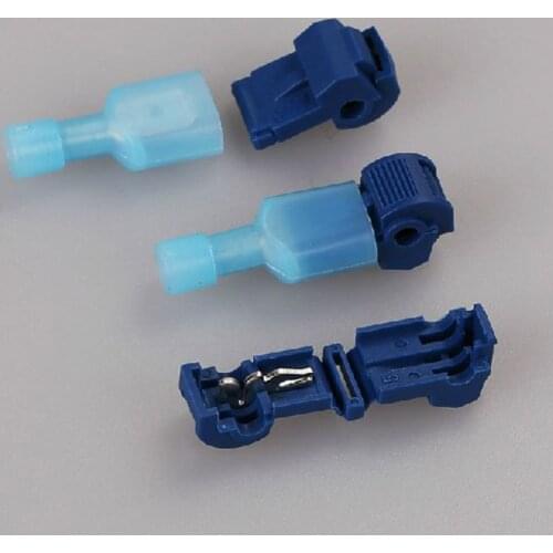 Wire connectors 100pcs Blue Quick Splice Wire Connector Scotch Lock Male Spade Crimp Terminal for Soft Wire 1.0-2.5mm2 18-14