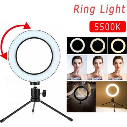 LED Selfie Ring Light 8 inch Metal Dimmable Camera Phone Ring Lamp With Stand Tripods For Makeup Video Live Studio Youtube New