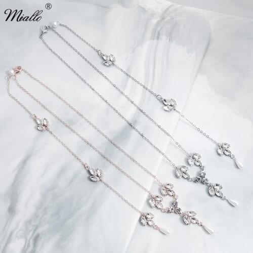Miallo Fashion Crystal Backdrop Necklace for Women Accessories Bridal Wedding Long Backless Necklaces Luxury Prom Jewelry Gifts