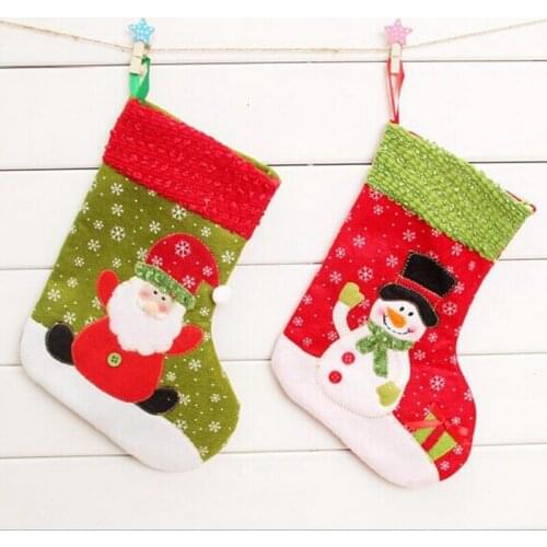 1 pcs Santa Claus Christmas stocking / socks Candy Bags Christmas Gift Bags Navidad Storage Bag Christmas Decoration LW0044
