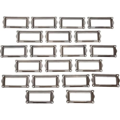 20Pcs Antique Brass Metal Label Pull Frame Handle File Name Card Holder Furniture Hardware For Furniture Cabinet Drawer 64*31mm